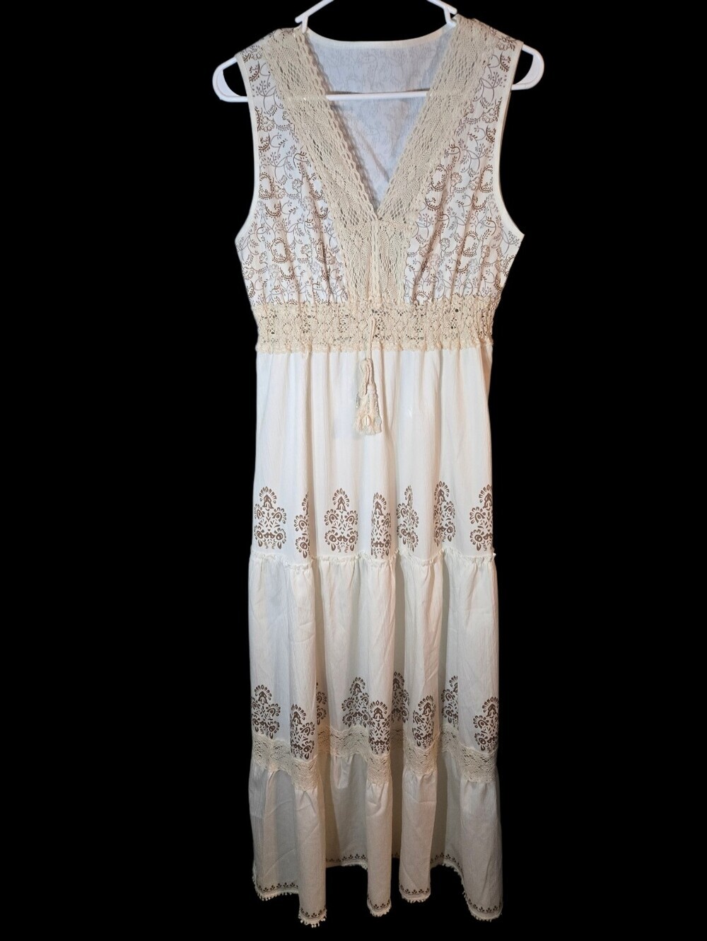 Shein Women's Boho Tiered‎ Sleeveless Maxi Dress, Large, NWOT, Beach Hippie Vaca